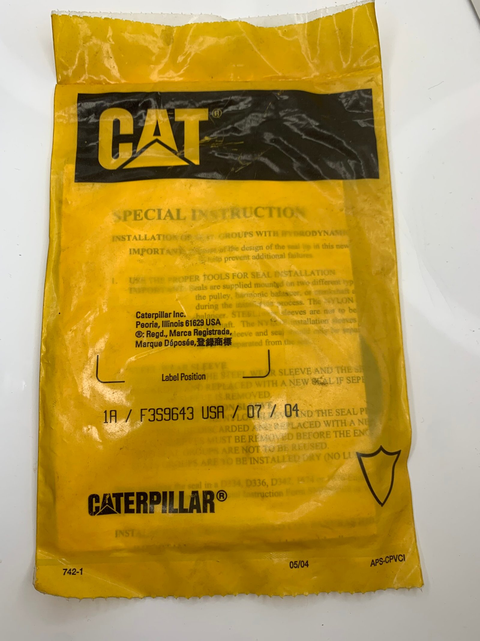 F3S9643 SEAL CAT original para maquinaria pesada