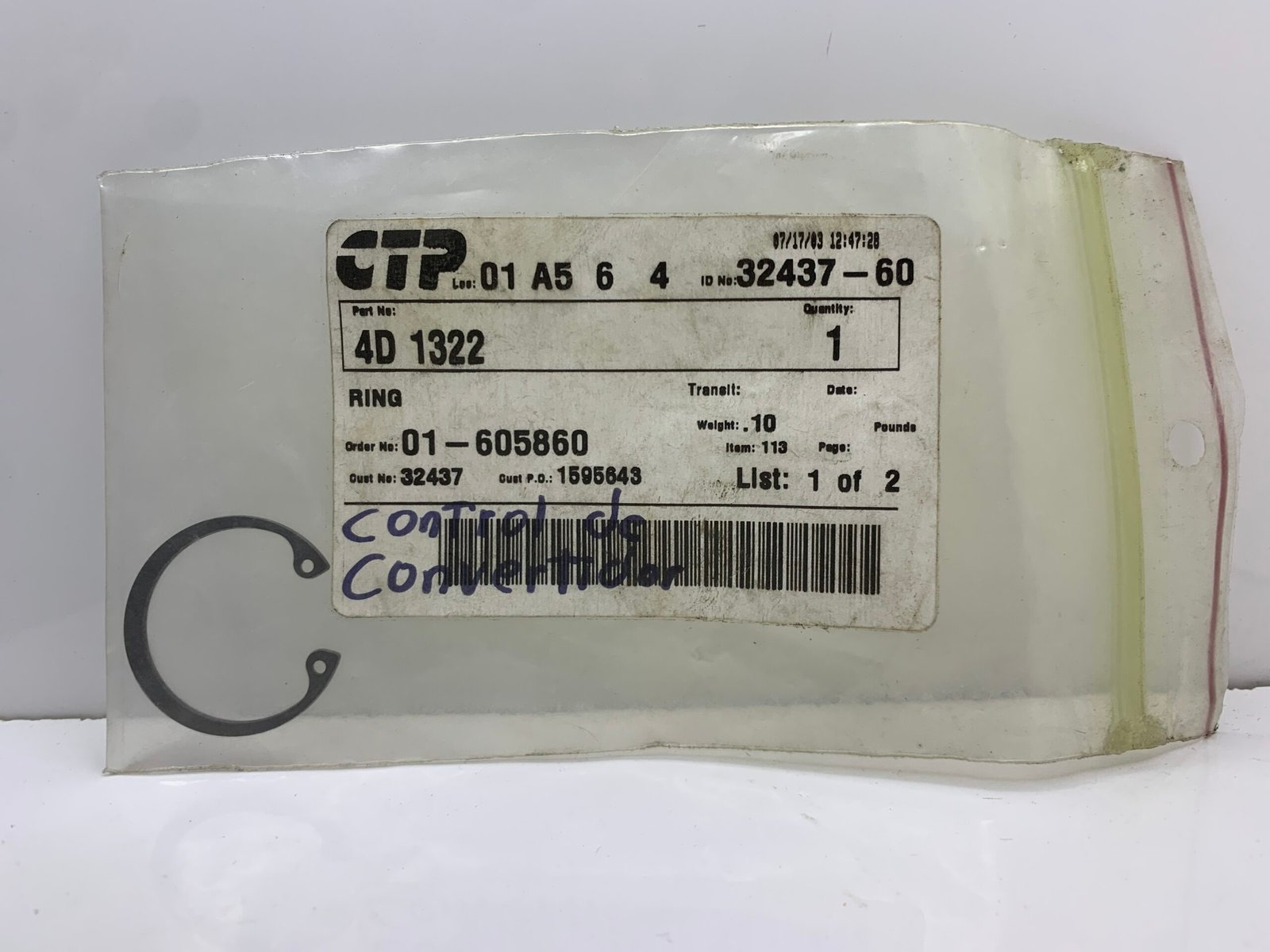 4D1322 RING CTP original para maquinaria pesada