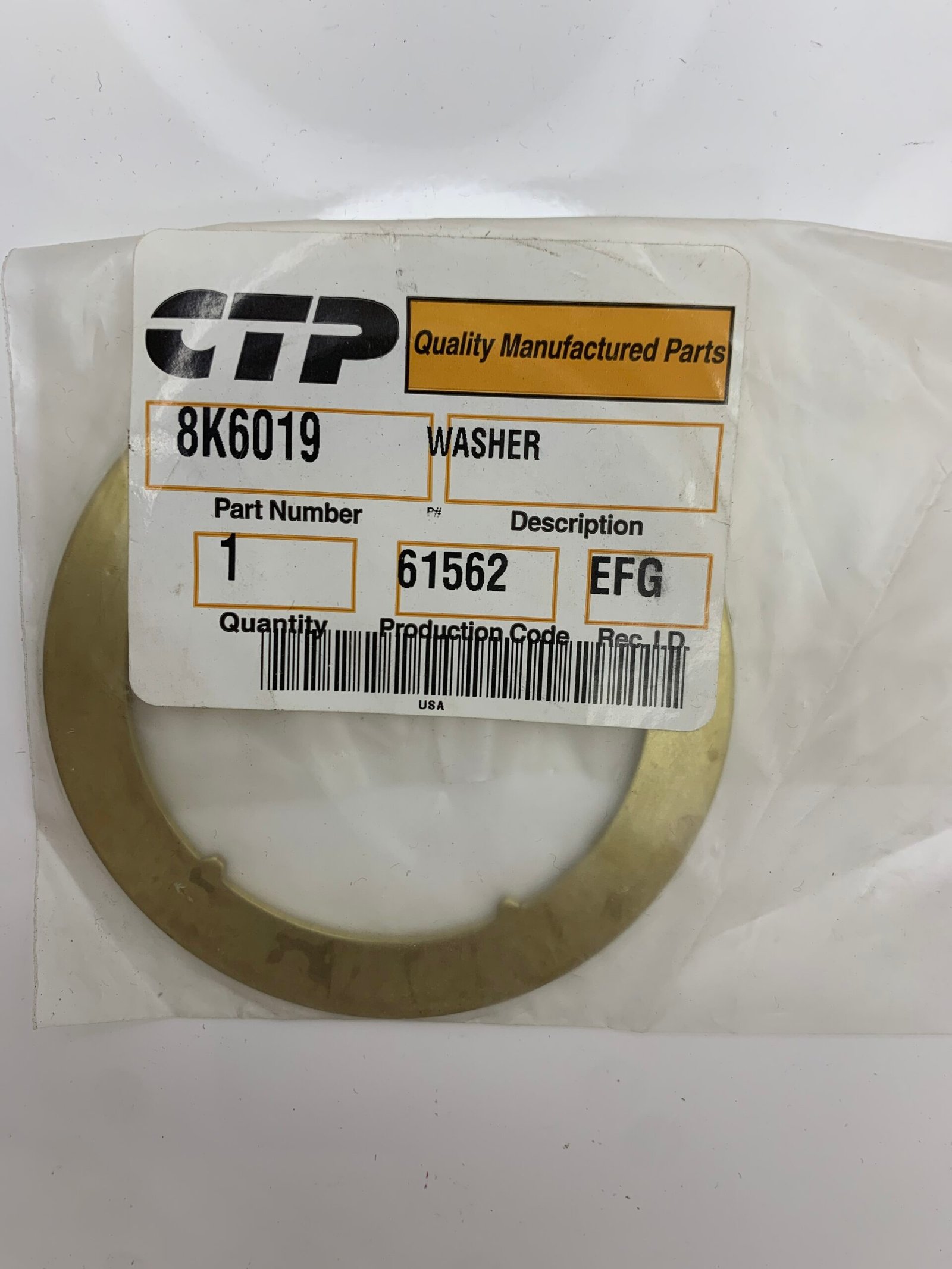 8K6019 WASHER CTP Original para Maquinaria Pesada
